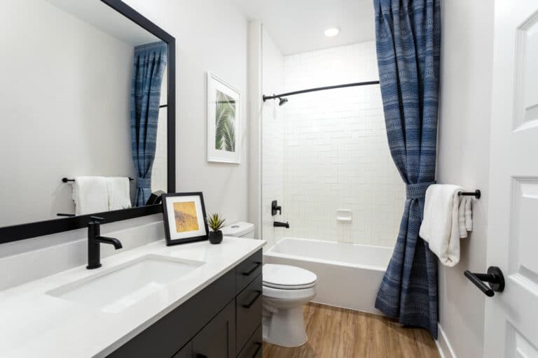 Olivine Apartments in Littleton, CO designer bathrooms.