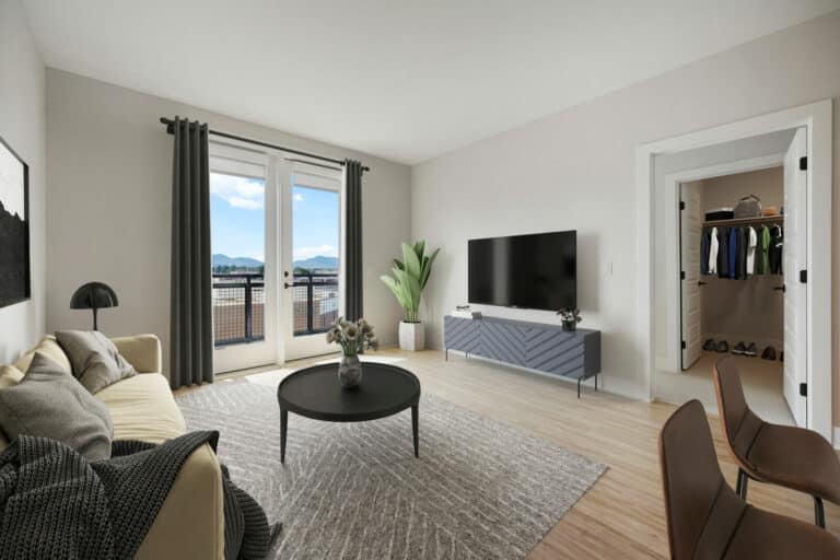 Spacious living rooms at our Olivine Denver Apartments.